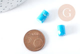 Perles tube howlite naturelle turquoise 10x7mm, x5 (G8281)