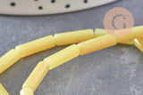 Perles tube jade naturel jaune, perle pierre naturel,13mm, 30 perles, fil de 40cm, x1 (G4161)