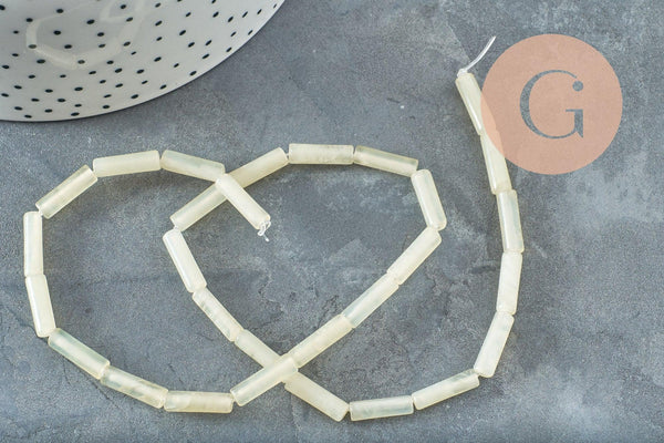 Perles tube jade naturel vert très clair, création bijoux perle pierre naturel,13mm, fil de 30 perles x1 (G4160)