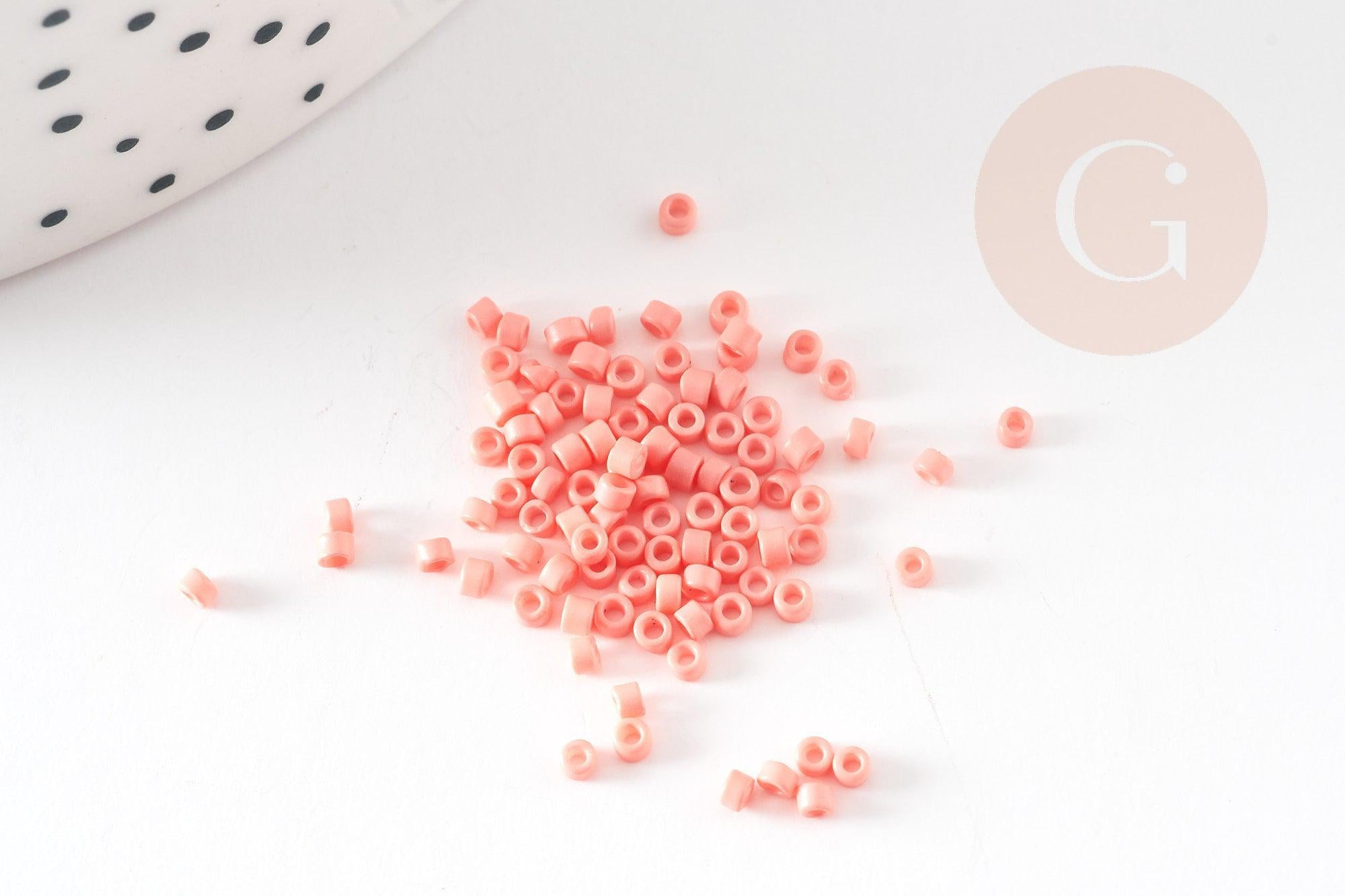 Perles tube orange corail opaque façon Delica miyuki 1.5-2mm, x1 sachet de (G9162)
