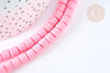 Perles tube polymère rose 6.5mm, x1 fil de 40cm (G7326)