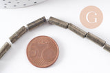 Perles tube pyrite naturelle 13x4mm, x1 fil (G4020)