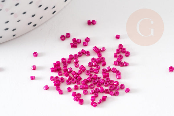 Perles tube rose foncé opaque façon Delica miyuki 1.5-2mm, x1 sachet de 8gr (G9165)