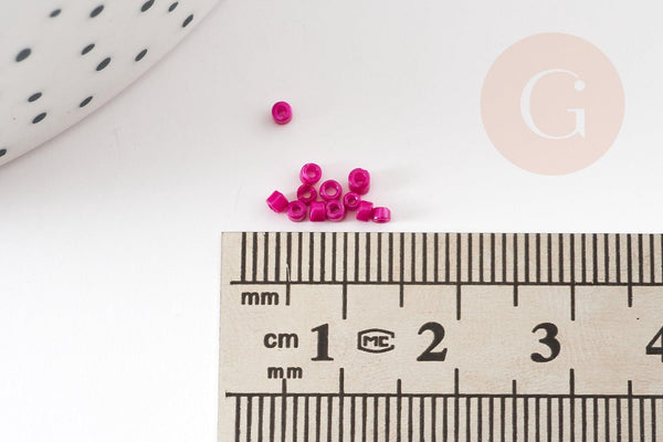 Perles tube rose foncé opaque façon Delica miyuki 1.5-2mm, x1 sachet de 8gr (G9165)