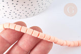 Perles tube rose polymère saumon 6.5mm, x1 fil de 40cm (G7325)