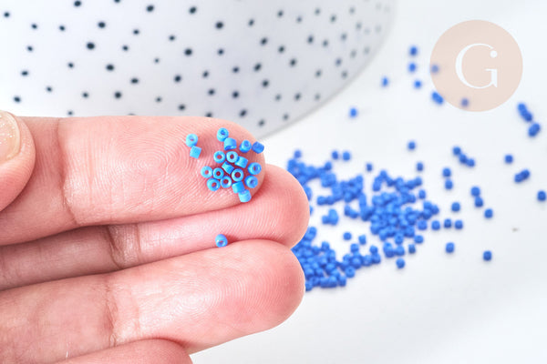 Perles tube verre bleu façon Delica miyuki, x1 sachet de 8g (G7765)