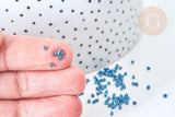 Perles tube verre bleu foncé métallisé mat façon Delica miyuki, x1 Sachet 8g (G7776)