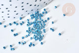 Perles tube verre bleu foncé métallisé mat façon Delica miyuki, x1 Sachet 8g (G7776)
