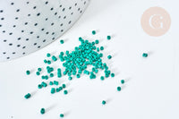 Perles tube verre vert façon Delica miyuki, x1 sachet de 8g (G7780)
