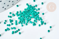 Perles tube verre vert façon Delica miyuki, x1 sachet de 8g (G7780)