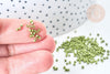 Perles tube verre vert métallisé mat façon Delica miyuki, x1 Sachet 8g (G7773)