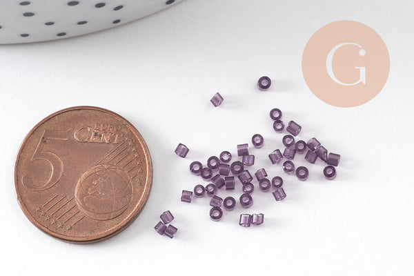 Perles tube violet façon Delica miyuki 1.5mm, x1 Sachet 8g (G10925)