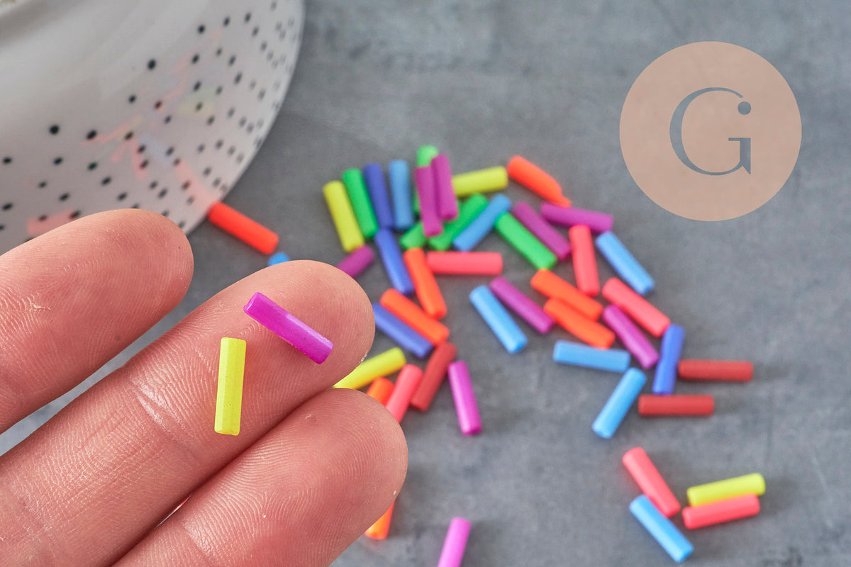 Cuentas de tubo fluorescente de plástico, joyería para niños, cuentas de joyería, cuentas de plástico multicolor, x100 G6636