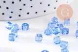 Perles verre carrées bleu clair 5mm, x50 (G2456)