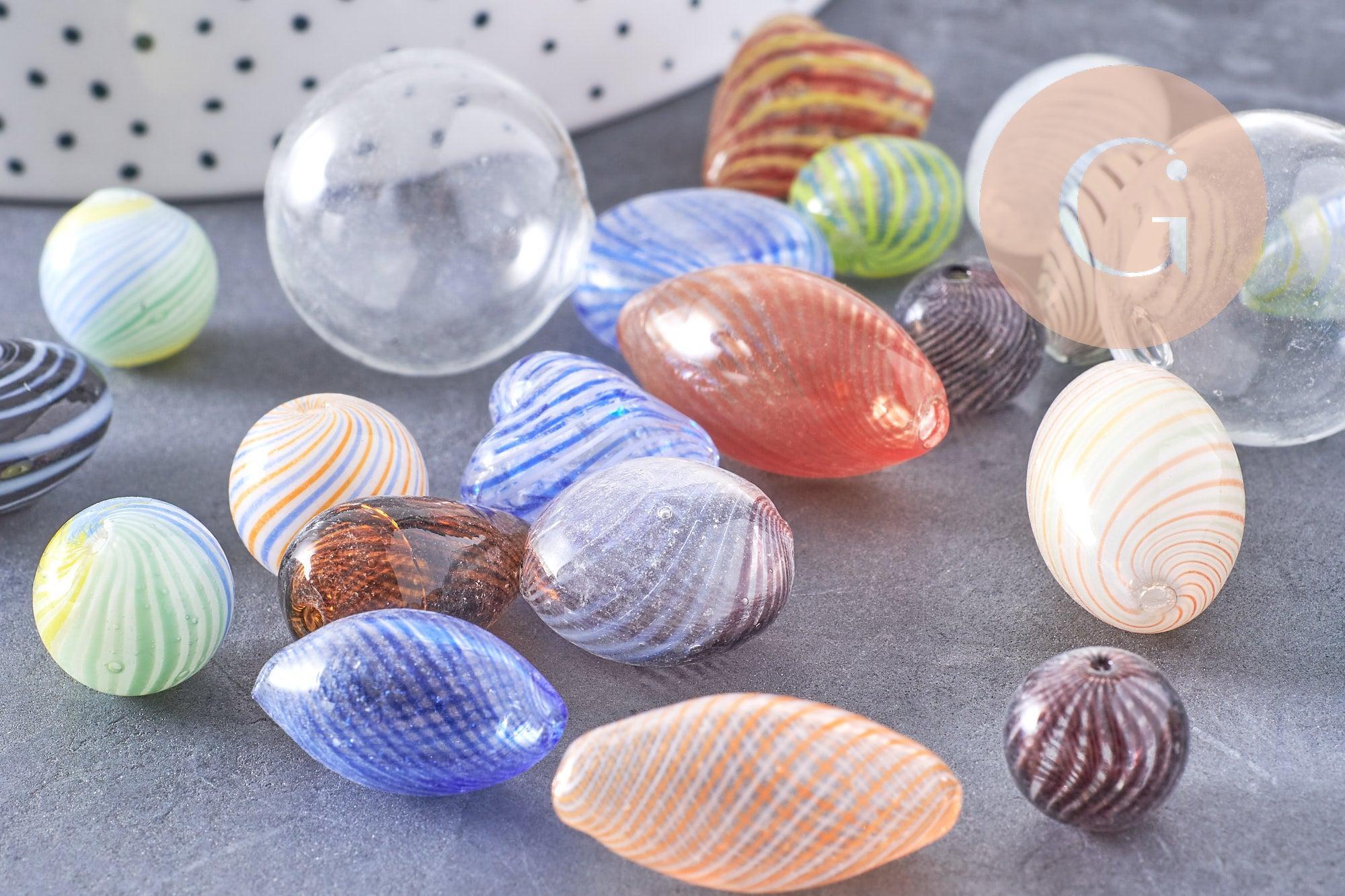 Perles verre soufflé Murano multicolore 5-20mm, x10 x20 ou x50 (G1155)