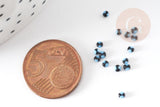 Petite Perle rocaille rayé noir bleu 1.5x2mm, perle rocaille multicolore, perle multicolore,perle africaine, x10gr (G3073)