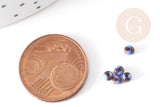 Petite Perle rocaille rayé noir bleu 2.5x3mm, x 10gr (G3675)