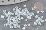 Petite Perle rocaille transparente irisée 2mm, fournitures pour bijoux, perles rocaille arc-en-ciel, x 20gr (G2928)