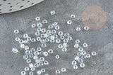Petite Perle rocaille transparente irisée 2mm, fournitures pour bijoux, perles rocaille arc-en-ciel, x 20gr (G2928)