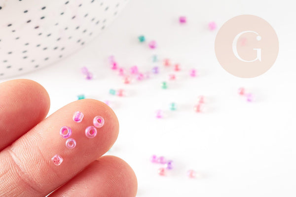 Petite Perles rocaille multicolore pastel 2.5mmx3mm, x10gr (G9283)