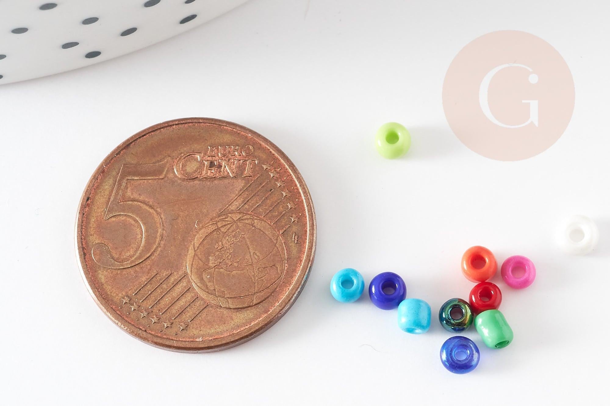 Petite Perles rocaille multicolore, perles métallisées multicolores,2.5mm x 3mm, x 5gr (G0774)