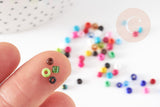 Petite Perles rocaille multicolore, perles métallisées multicolores,2.5mm x 3mm, x 5gr (G0774)