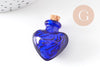Petite bouteille en verre cœur bleu bouchon Liège 32.5mm, x1 (G1694)