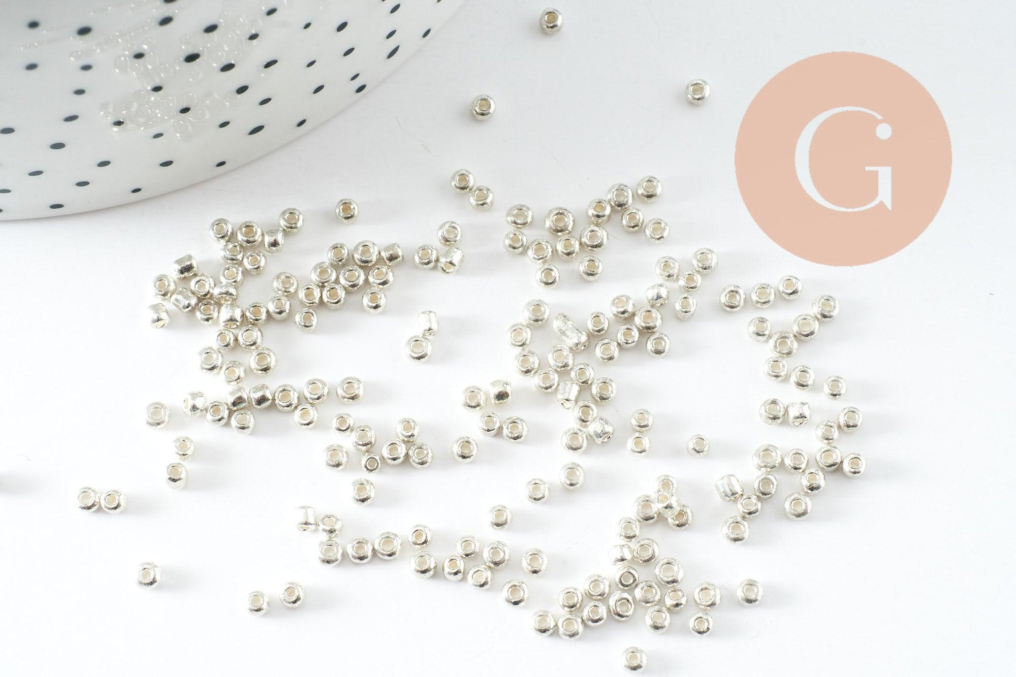 Petite perle de rocaille argent 2.5mm, x20Gr (G2457)