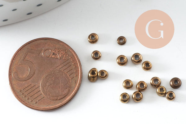 Petite perles de rocaille verre bronze 2.5mm, x10Gr (G0825)