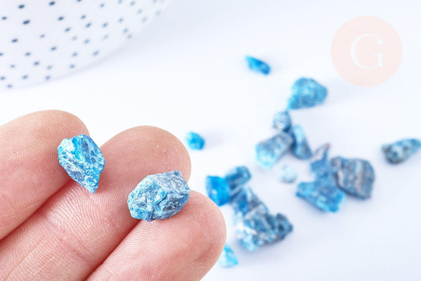 Pierre apatite bleue naturelle brute 10-35mm, pierre naturelle semi-précieuse, lithothérapie, x1 (G6454)