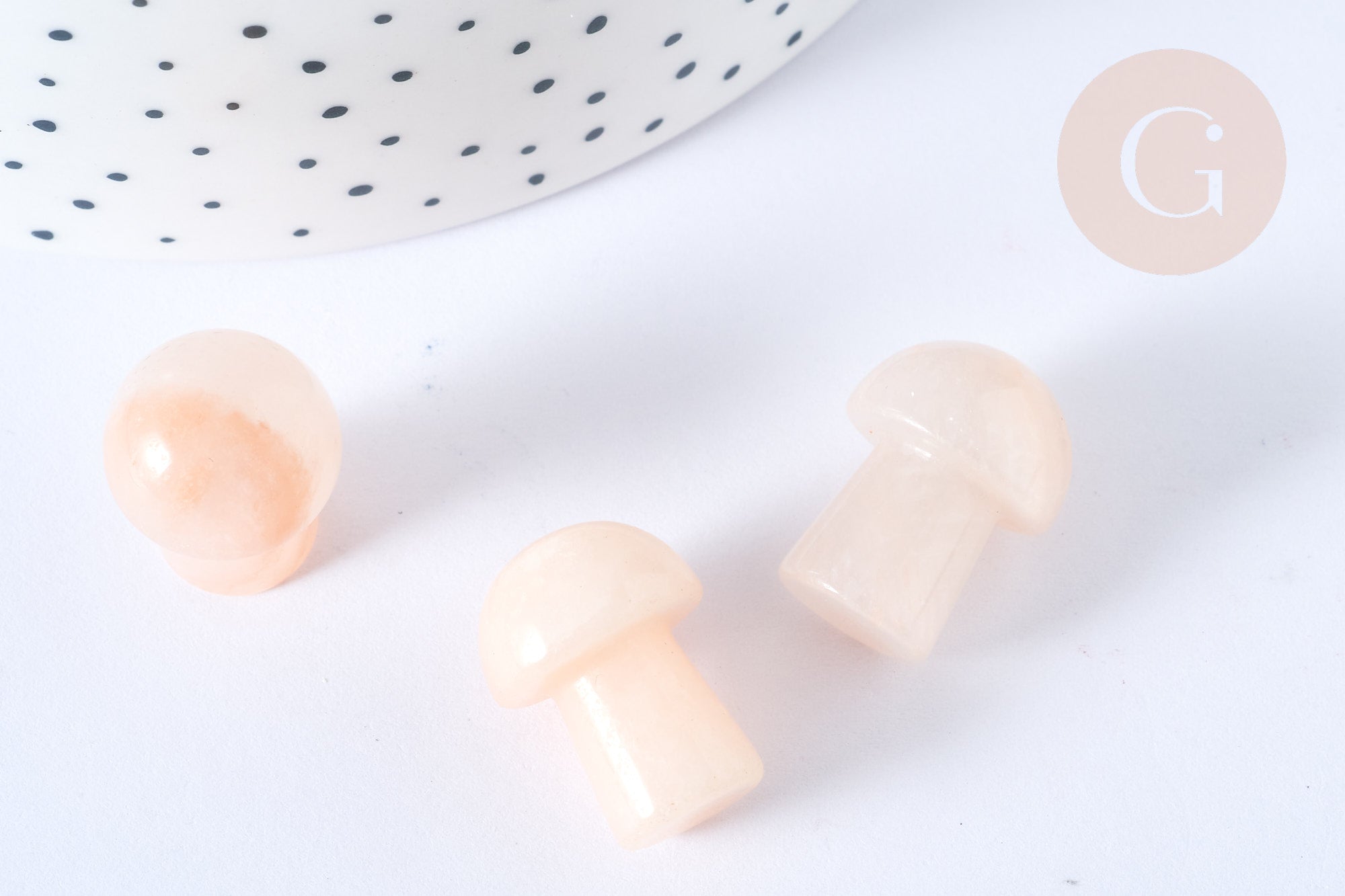 Pierre de massage champignon aventurine rose naturel lithothérapie 20-21mm, pierre lithothérapie, x1, G7547