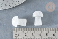 Pierre de massage champignon cristal de roche naturel lithothérapie 20-21mm, cristal de roche, lithothérapie, x1, G7509