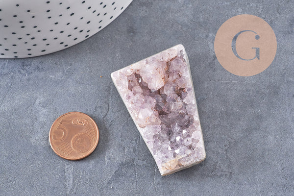 Pierre druse améthyste naturelle 25-47mm, pierre lithotthérapie décoration de la maison, x1 (G5766)