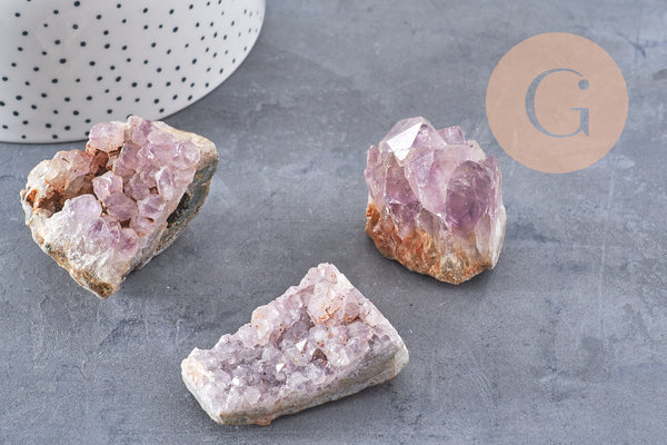 Pierre druse améthyste naturelle 25-47mm, pierre lithotthérapie décoration de la maison, x1 (G5766)