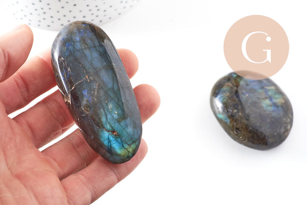 Pierre labradorite naturelle roulée, galet labradorite, pierre semi-precieuse,pierre grise naturelle, x1 (G5233)