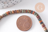 Pierre naturelle picasso, perles de jaspe picasso, perles heishi, 4mm, fil de 40cm, x1 (G1040)