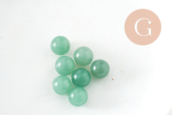 Pierre ronde aventurine verte naturelle non percée 8mm, x1 (G3898)