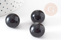 Pierre ronde obsidienne noire non percée 17.5-18mm, x1 (G4378)