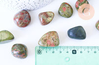 Pierre unakite naturelle brut roulé 22-30mm, pierre naturelle, litotherapie, unakite naturelle, x20gr (G5777)