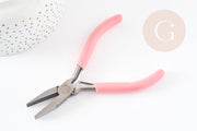 Flat pliers for jewelry making, steel, pink support, 12cm, x1 (G5895)