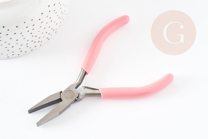 Pince plate fabrication de bijoux acier support rose 12cm, x1 (G5895)