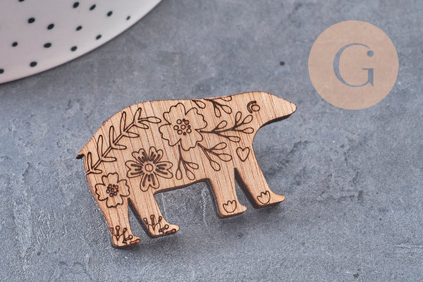 Pin’s Broche oiseau bois 40mm, x1