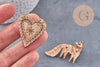 Pin’s Broche oiseau renard ours cœur bois 40mm, x1 (G11007)