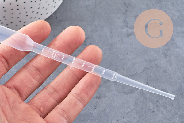 Pipette plastique transparent graduée,outil cosmétique, entonnoir parfum,cosmétique maison, contenant,142x2.5mm,2ml,x 5 (G5109)