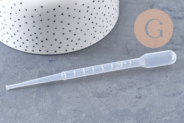 Pipette plastique transparent graduée,outil cosmétique, entonnoir parfum,cosmétique maison, contenant,142x2.5mm,2ml,x 5 (G5109)