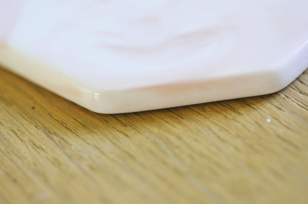 Plateau porcelaine Marbre rose et blanc, présentoir bijoux, un support décoratif minimaliste pour poser vos bijoux,9.1cm, x1 G5112