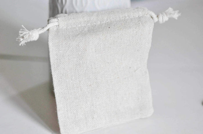Pochette bijou coton blanc écru 12cm, x1 (G2376)