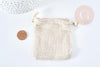 Pochette bijou coton blanc écru 9x7cm, pochette cadeau, emballage bijou, x1 (G8311)