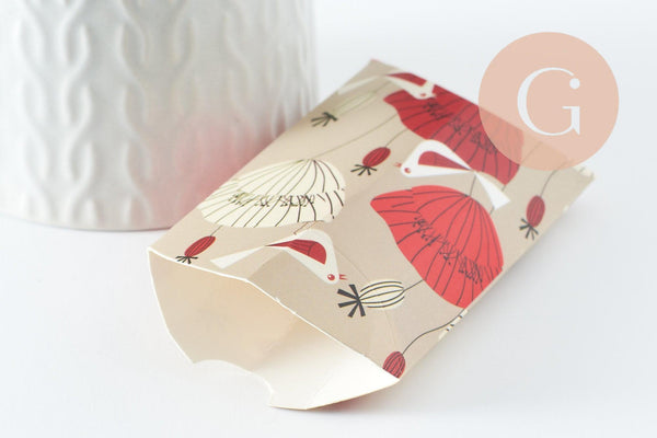 Pochette carton fleurs coquelicots 9.5x5.5cm, x10 G9476