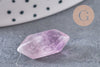 Pointe améthyste naturelle non percée 18mm, pointe double, pierre naturelle polie, création bijoux améthyste lithothérapie, x1 (G5621)
